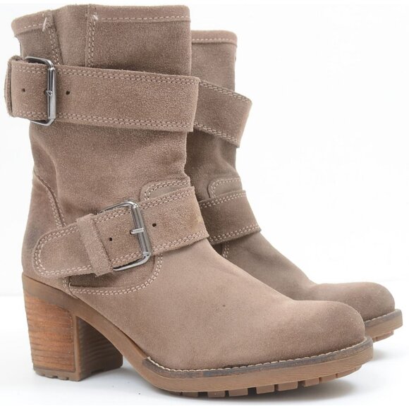 Hangar Women's 8.5 Suede Riding Biker Festival Calf Slouchy Heeled Boots - Picture 1 of 7